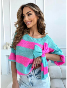 Fashionweek Pásikavý sveter s mašľou Brilliant JK-WENDY