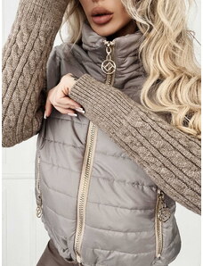 Fashionweek Dámska prešívaná bunda s pletenými rukávmi NB2301