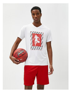 Koton Športové oversize tričko Basketbalové tričko s krátkym rukávom s výstrihom