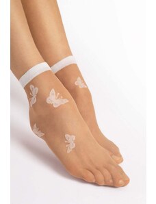 Fiore Bielo-béžové vzorované silonkové ponožky Summer 15 Den