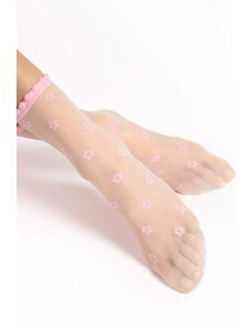 Fiore Ružovo-biele kvetované silonkové ponožky April 15 Den