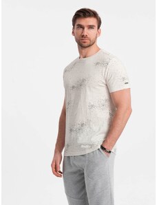 Ombre Clothing Béžové tričko s roztrúsenými písmenami V1 TSFP-0179