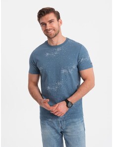 Ombre Clothing Modré tričko s roztrúsenými písmenami V3 TSFP-0179