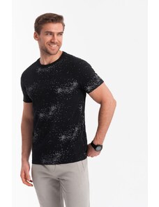 Ombre Clothing Čierne tričko s roztrúsenými písmenami V8 TSFP-0179