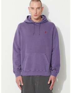 Bavlnená mikina Gramicci One Point Hooded Sweatshirt G303.FT-ash, pánska, fialová farba, s kapucňou, jednofarebná