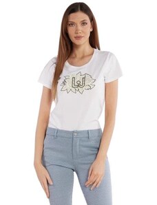 Dámske biele tričko s krátkym rukávom a vyšitým logom LIU-JO