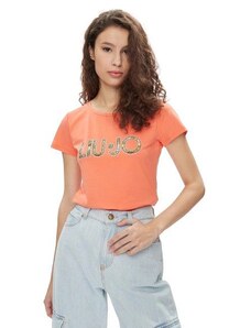 Dámske oranžové tričko s krátkym rukávom a potlačou LIU-JO