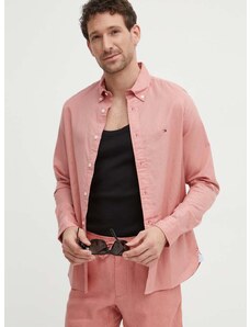 Bavlnená košeľa Tommy Hilfiger pánska, ružová farba, regular, s golierom button-down, MW0MW30934