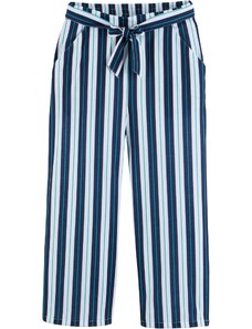 bonprix Široké dievčenské úpletové nohavice s opaskom, farba modrá, rozm. 164