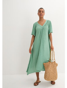 bonprix Dlhé kaftanové šaty z krepového materiálu, široký strih, farba zelená