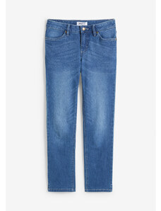 bonprix Komfort-strečové džínsy s rozparkom, 7/8, farba modrá, rozm. 48