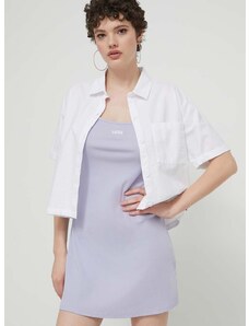 Bavlnená košeľa Vans dámska, biela farba, voľný strih, s klasickým golierom