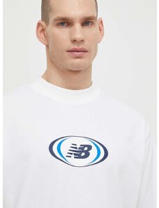 Tričko New Balance pánske, biela farba, vzorované, MT41600WT