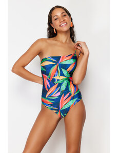 Trendyol Collection Bežné plavky s tropickým vzorom na jedno rameno