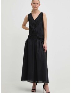 Bavlnené šaty Pinko čierna farba, maxi, áčkový strih, 103740 A1XN