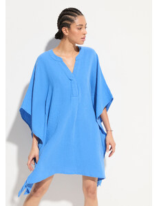 bonprix Plážové tunikové šaty, mušelínové, farba modrá, rozm. 48/50