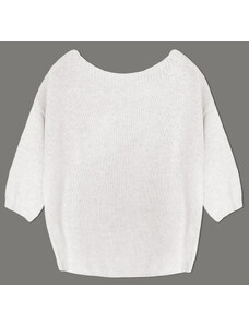 MADE IN ITALY Voľný sveter v ecru farbe s mašľou na chrbte (759ART)
