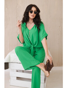 K-Fashion Súprava blúzky a nohavíc svetlozelenej farby