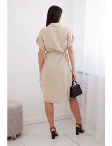 K-Fashion Viskózové šaty so zaväzovaním v páse béžové