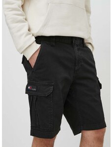 Rifľové krátke nohavice Tommy Jeans pánske,čierna farba,DM0DM18809