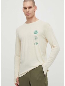 Bežecké tričko s dlhým rukávom Quiksilver Coastal béžová farba, s potlačou