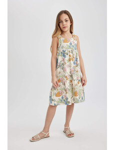 DEFACTO Girl Patterned Cotton Sleeveless Dress