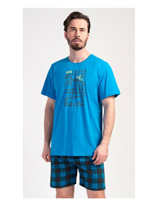 Gazzaz Pánske pyžamo šortky Outdoor, farba modrá, 100% bavlna
