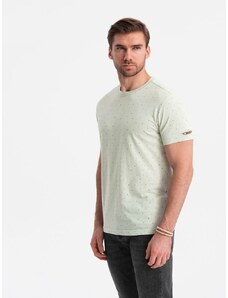 Ombre Clothing Svetlo zelené tričko s farebnými písmenami V5 TSFP-0185