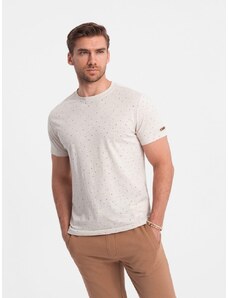 Ombre Clothing Béžové tričko s farebnými písmenami V1 TSFP-0185