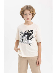 DEFACTO Boy Oversize Fit Crew Neck Printed T-Shirt