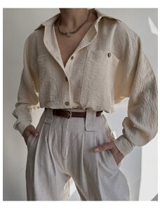 BOHEMAİ Modus Vintage Béžová ľanová košeľa
