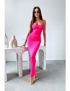 O\'la Voga Ola Voga dámske dlhé ružové elastické šaty s ramienkami