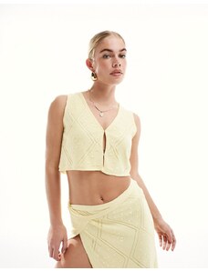 SNDYS fine knit crop top co-ord in yellow