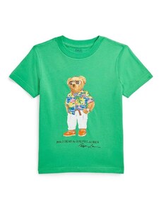 Detské bavlnené tričko Polo Ralph Lauren zelená farba, s potlačou