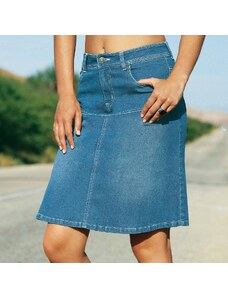 Blancheporte Rozšírená džínsová sukňa zapraná modrá 046