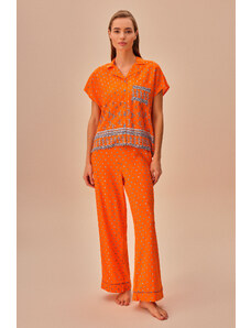 SUWEN Oranžový pánsky pyžamový set
