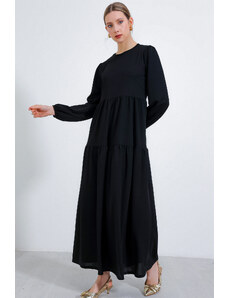Bigdart Dámske čierne dlhé pletené hidžábové šaty 2482