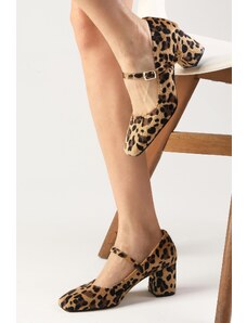 Mio Gusto Dámske topánky s tupou špičkou s leopardím vzorom