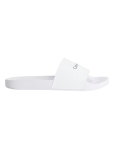 Calvin Klein Pánska značka Logo Guma podrážka Syntetický materiál Biele papuče Vhodné na pláž a každodenné použitie Hm0