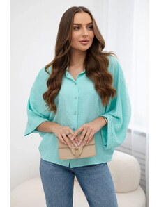 Kesi Mint-colored oversized blouse with button closure