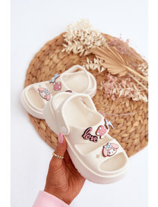 Basic Detské biele ľahké penové sandále s ozdobami
