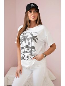 Kesi Long Coast cotton blouse with print white