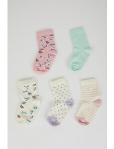 DeFacto Dievčatko bezšvové 5-dielne bavlnené dlhé ponožky C9096a5ns