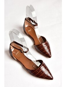 Fox Shoes 11 Dámske balerínky Tan Crocodile Print