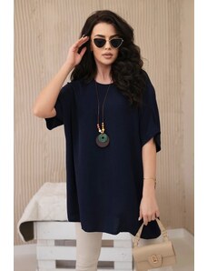 Kesi Oversized blouse with pendant in navy blue