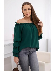 Kesi Spanish blouse with decorative sleeves dark green
