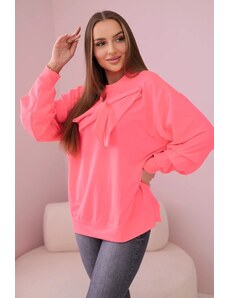 Kesi Pink Neon Cotton Blouse with Bow