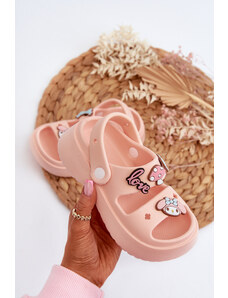 Basic Detské ružové ľahké penové sandále s ozdobami
