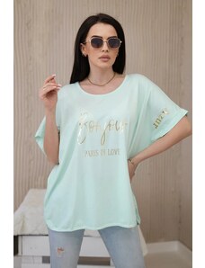 Kesi Cotton blouse of a larger size with steamed mint