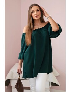 Kesi Spanish blouse with ruffles on the sleeve dark green